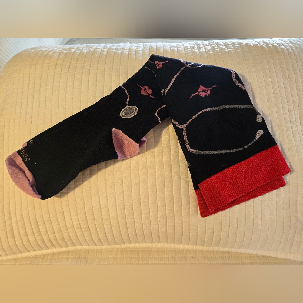 Stylish Black‎ and Pink Women's Compression Socks